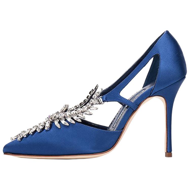 MANOLO BLAHNIK Туфли на тонком каблуке высотой 10 см, женские, синие