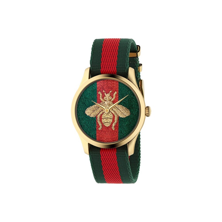 

GUCCI Часы G Timeless Collection Wrist Watch Quartz Movement Nylon Strap Red Watch Dial Unisex
