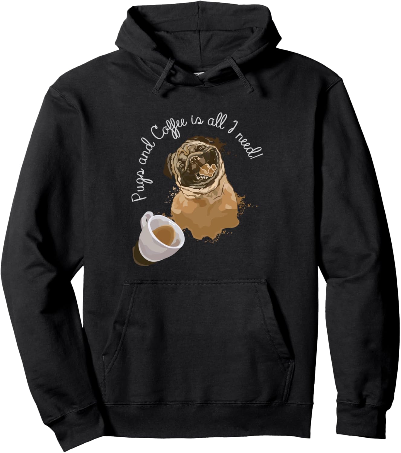

Забавная толстовка с изображением мопса All You Need Is Pug And Coffee, черная Pugs And Coffee Designs, Черный, Забавная толстовка с изображением мопса All You Need Is Pug And Coffee, черная Pugs And Coffee Designs