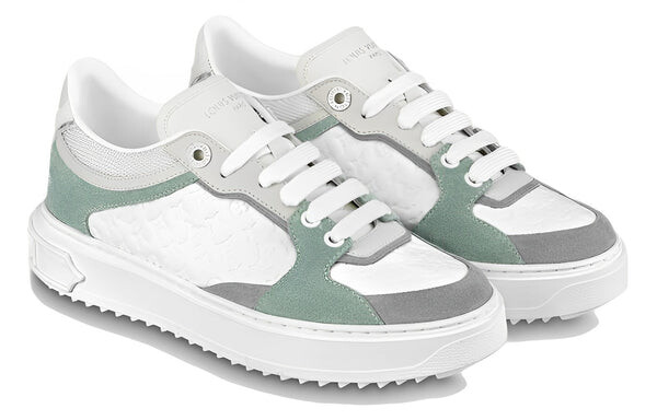 Кроссовки time out sneakers 'white mini monogram with green grey' Louis Vuitton, белый — фото 2