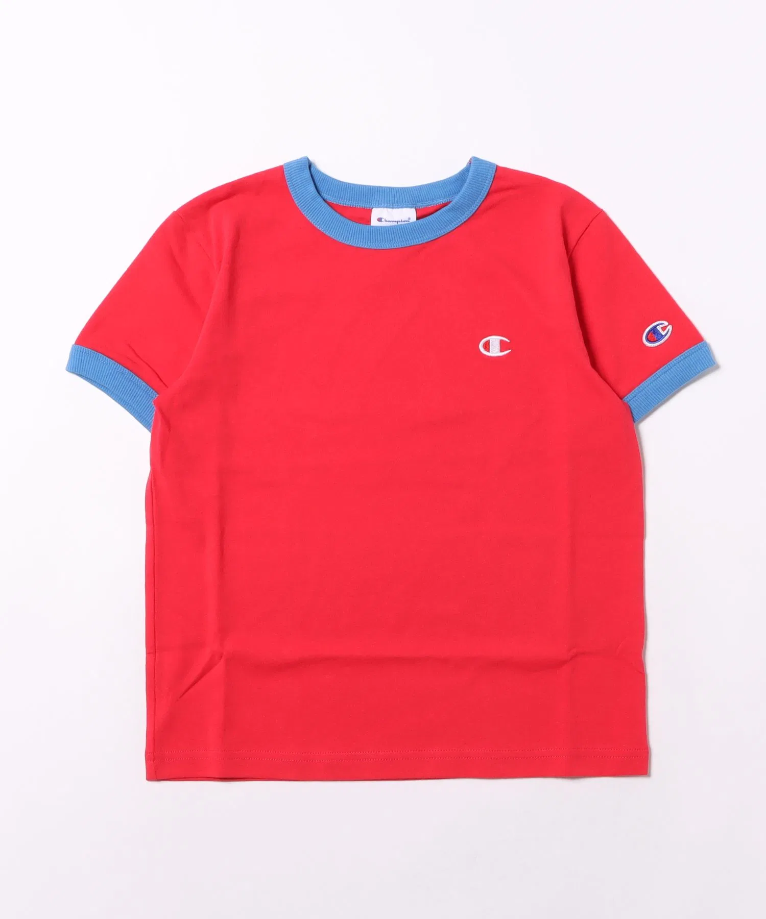 Детская футболка Champion CK-D320 RINGER с контрастным воротом и логотипом красная