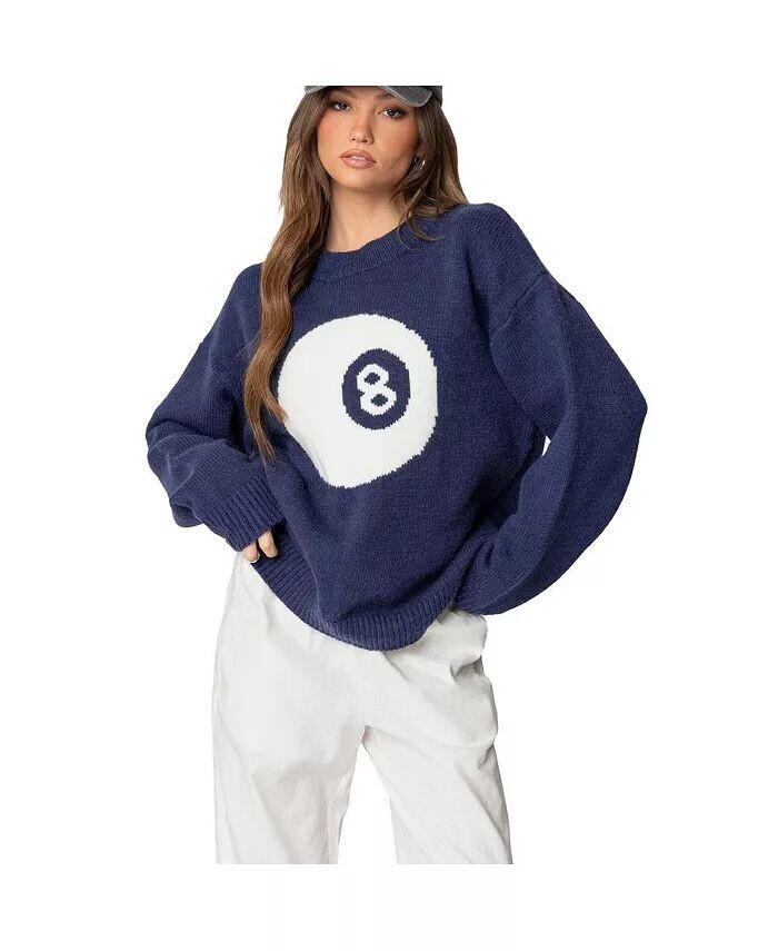 

Женский свитер Magic 8 oversize крупной вязки Edikted, синий