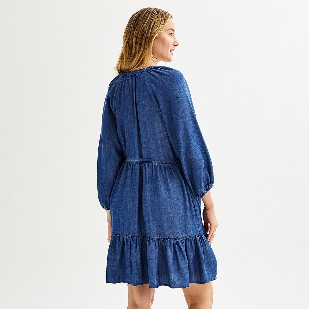 

Женское платье на пуговицах с длинными рукавами Sonoma Goods For Life Femme, цвет Purple Linework Floral