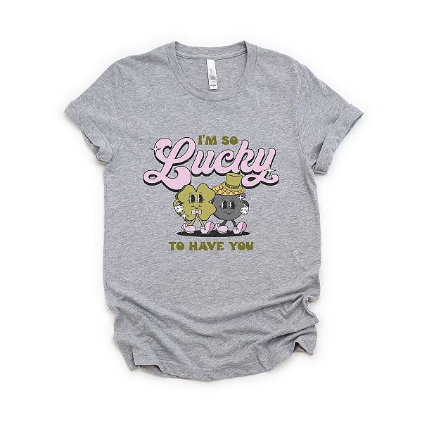 

Футболка с принтом I'm so lucky to have you Simply Sage Market, Heather Grey, Серый, Футболка с принтом I'm so lucky to have you Simply Sage Market, Heather Grey