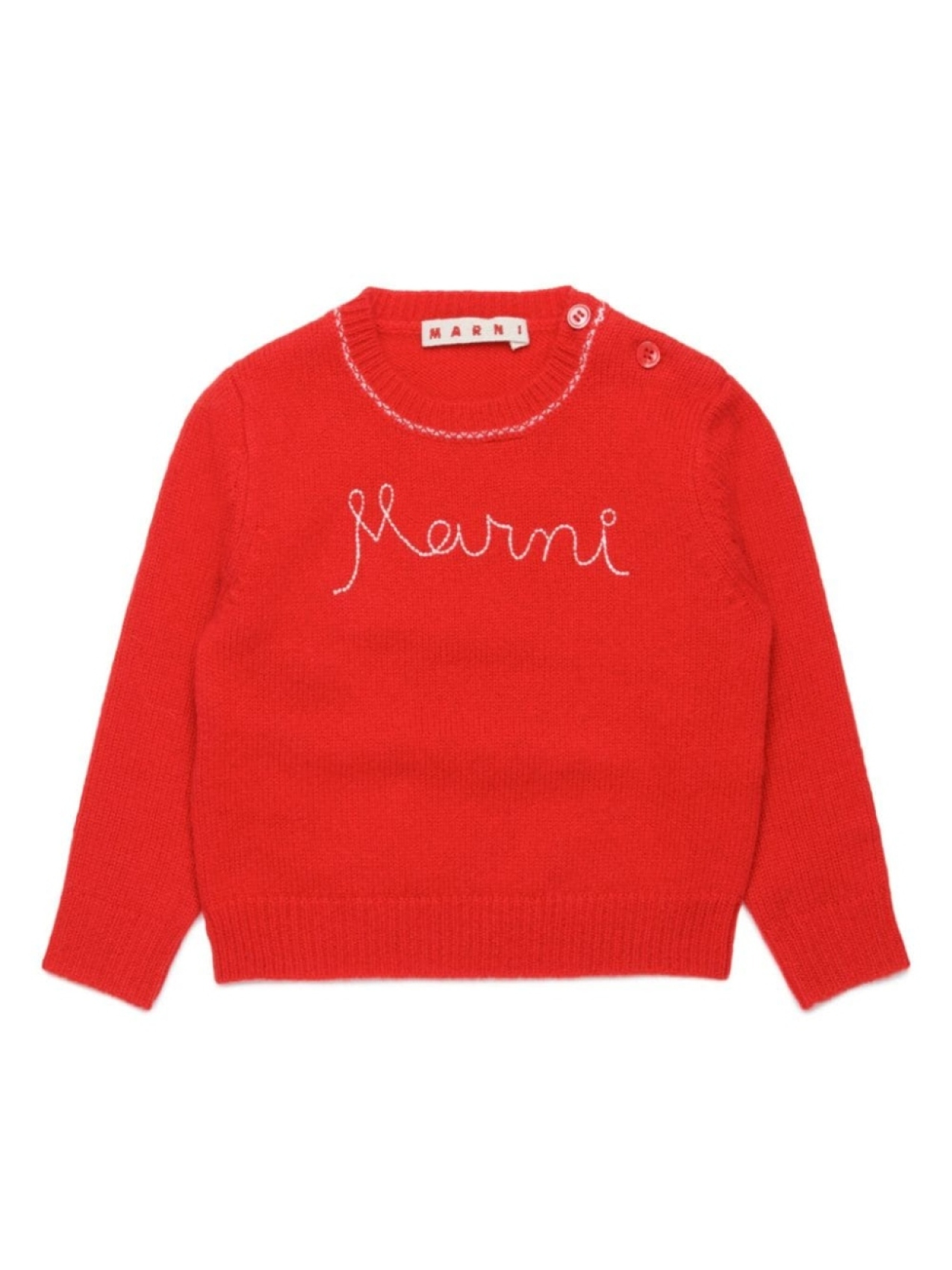 

Marni Kids джемпер из смесовой шерсти с вышитым логотипом, красный