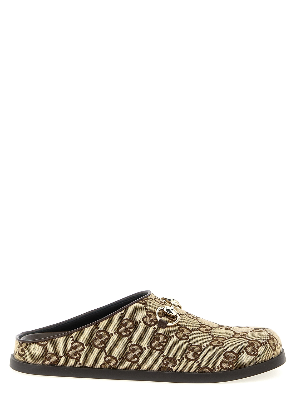 Сабо с лошадиной упряжью GUCCI, бежевый