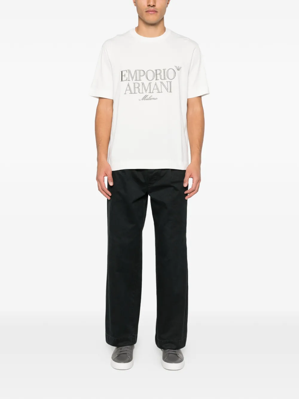 Футболка с вышитым логотипом Emporio Armani, белый — фото 2
