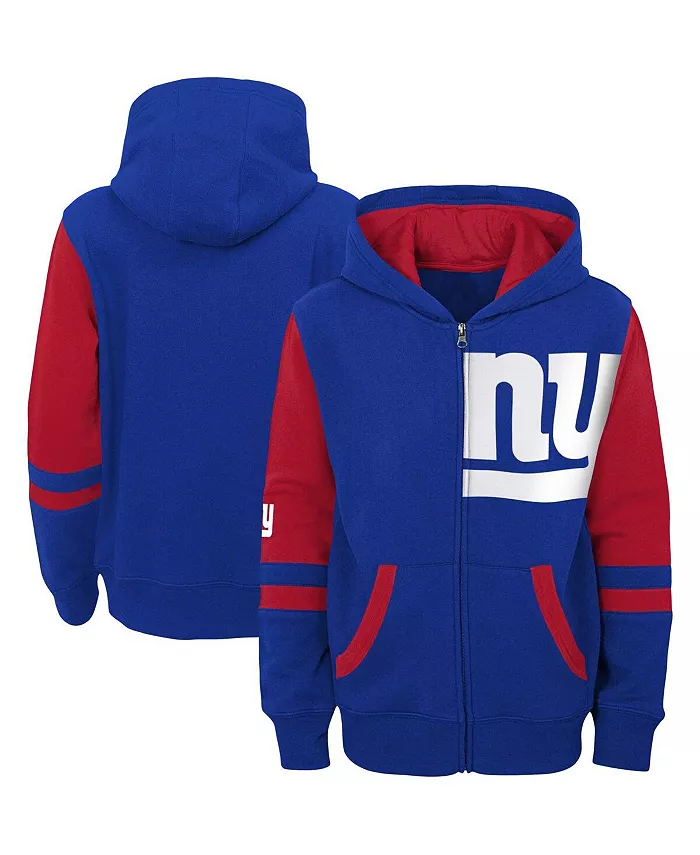 

Большая детская худи с молнией New York Giants в стиле колорблок Royal Outerstuff