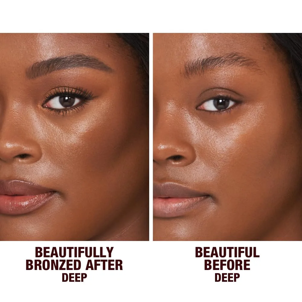 Крем-бронзер для лица и тела Charlotte Tilbury Beautiful Skin - увлажняющая гиалуроновая кислота и провитамин D3 для создания эффекта загара - стойкость до 16 часов, защита от пота и влаги. 20.98 г (1 шт.), 04 Deep - warm deep bronze — фото 3