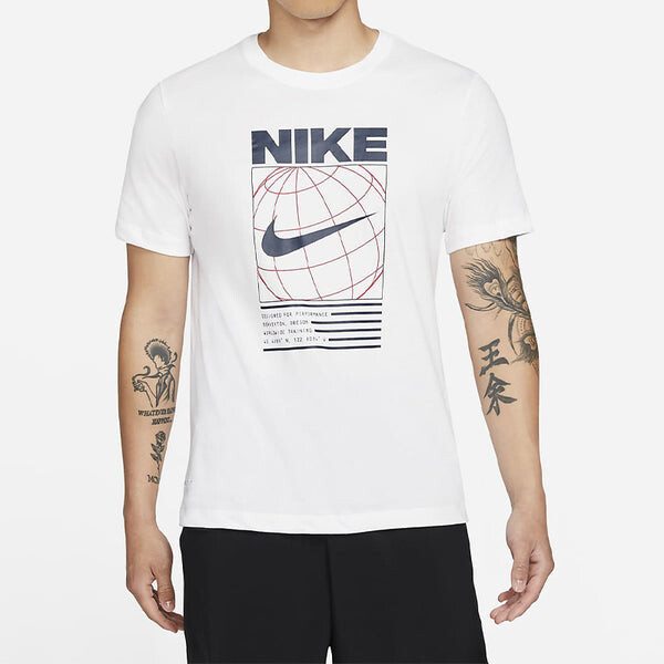 Футболка Dri Fit с геометрическим узором и логотипом, быстросохнущие спортивные Футболка для мужчин Nike, белый — фото 4