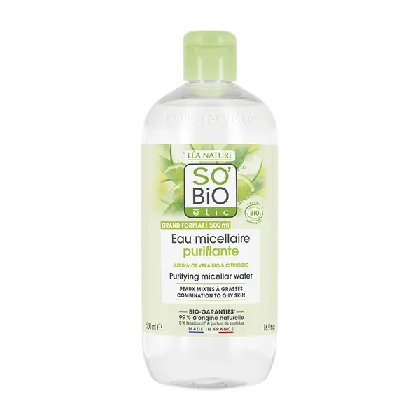 

Очищающая вода для комбинированной или жирной кожи, 500 мл So'Bio Etic Aloe vera