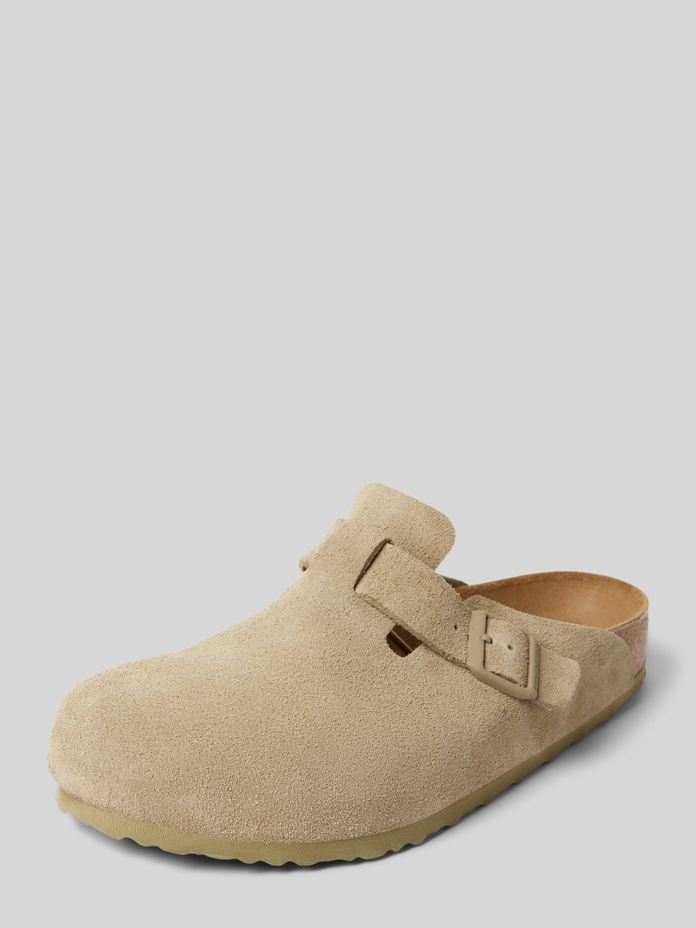 

Кожаные шлепанцы с пряжкой-застежкой, модель «Бостон» Birkenstock, хаки