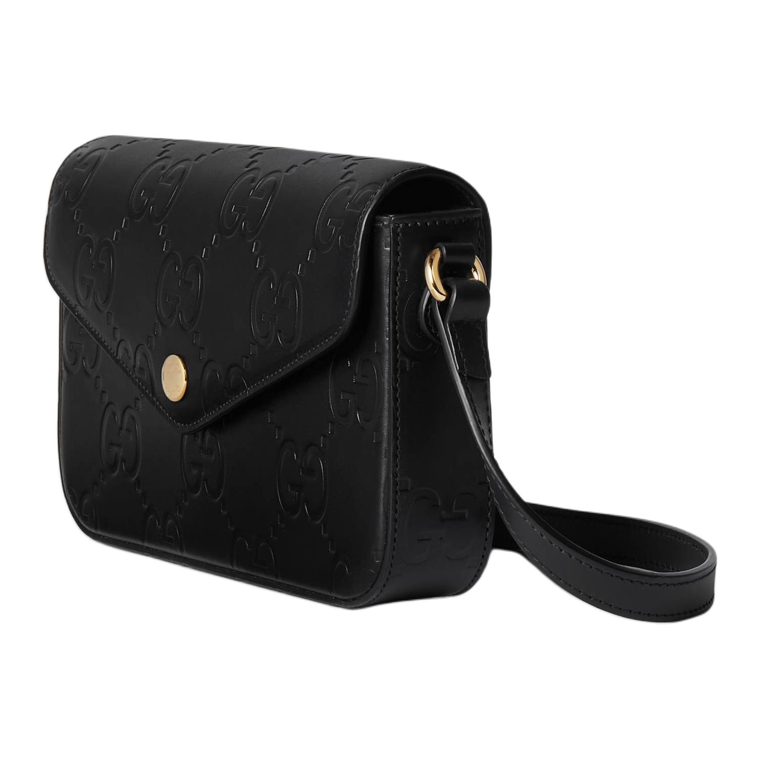 Gucci Кожаная сумка через плечо, мини-сумка-кроссбоди, унисекс, черная — фото 2