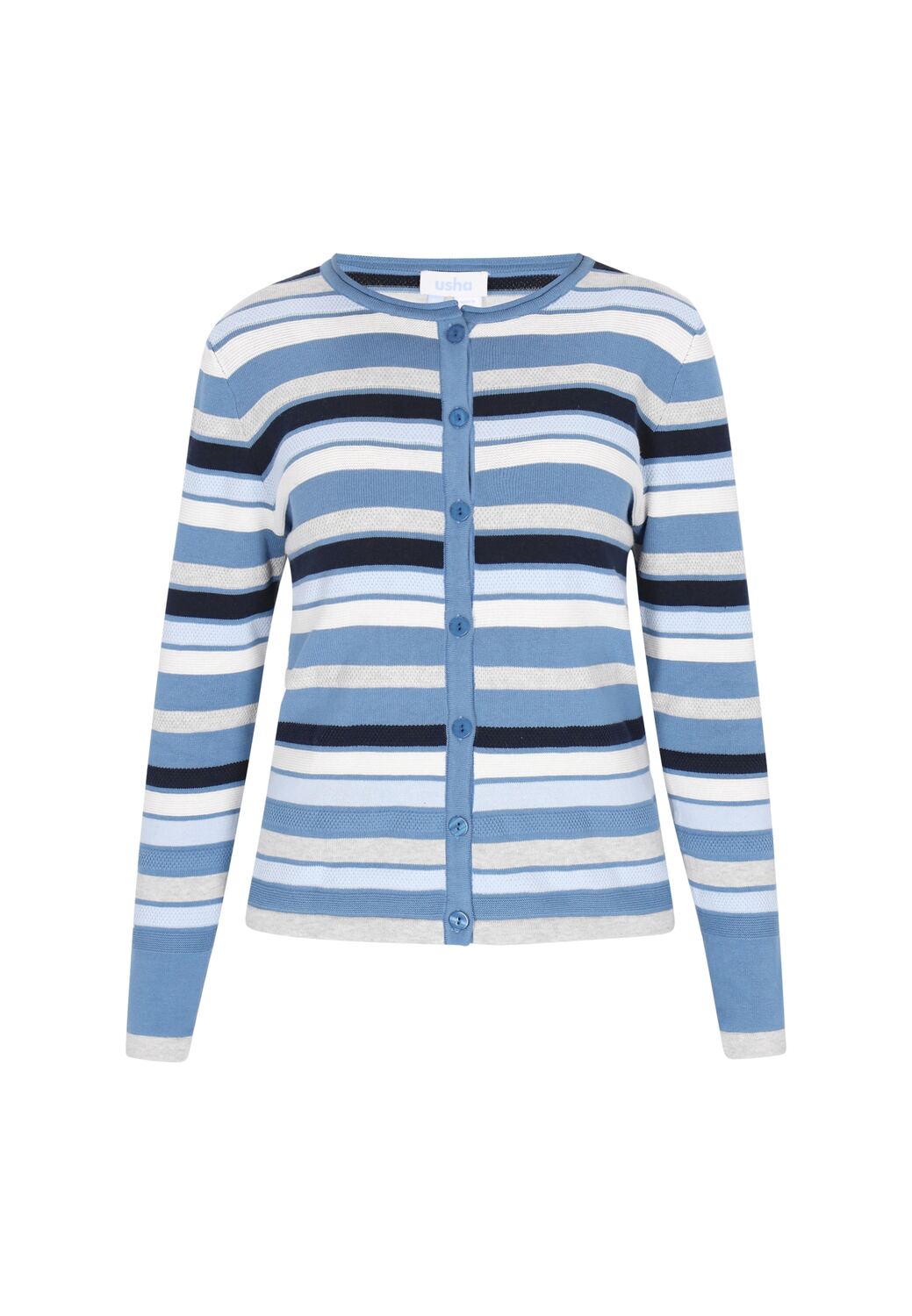 

Usha BLUE LABEL Кардиган вязаный в цветах Navy, Dusty Blue, Pastel Blue