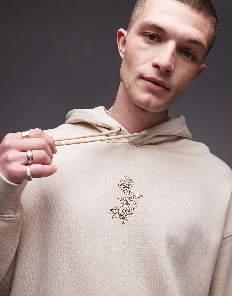 

Толстовка Topman свободного кроя с цветочной вышивкой в ​​камне