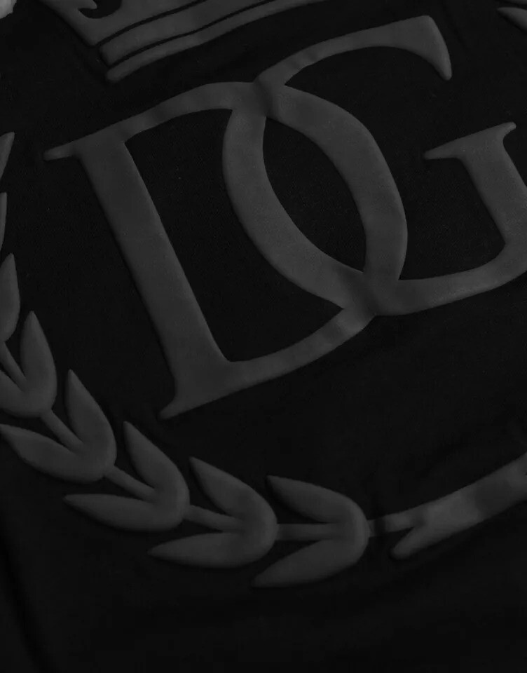 Черная хлопковая футболка с круглым вырезом и тисненым логотипом Dolce & Gabbana — фото 4