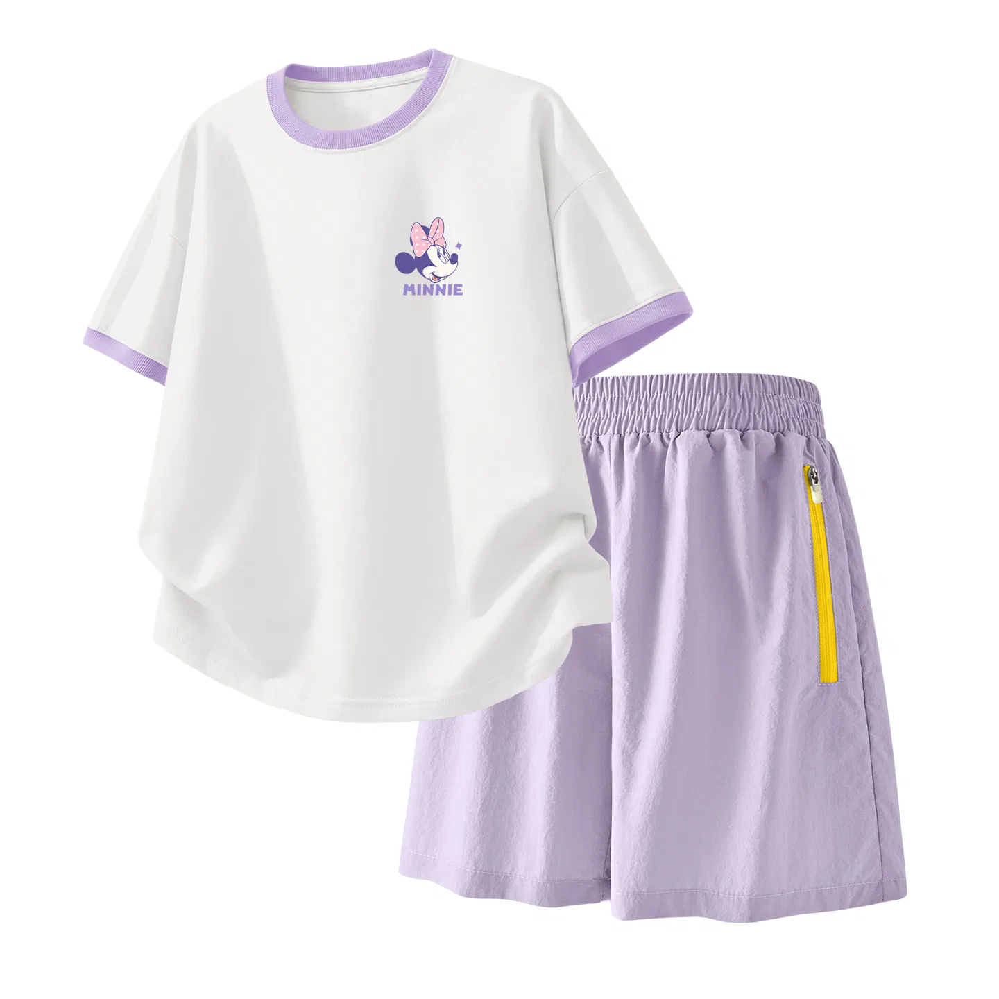 Детский спортивный костюм Casual Sportswear 2 Piece Set Disney, Dini Knot K White Purple+Solid Color Taro Paste Purple