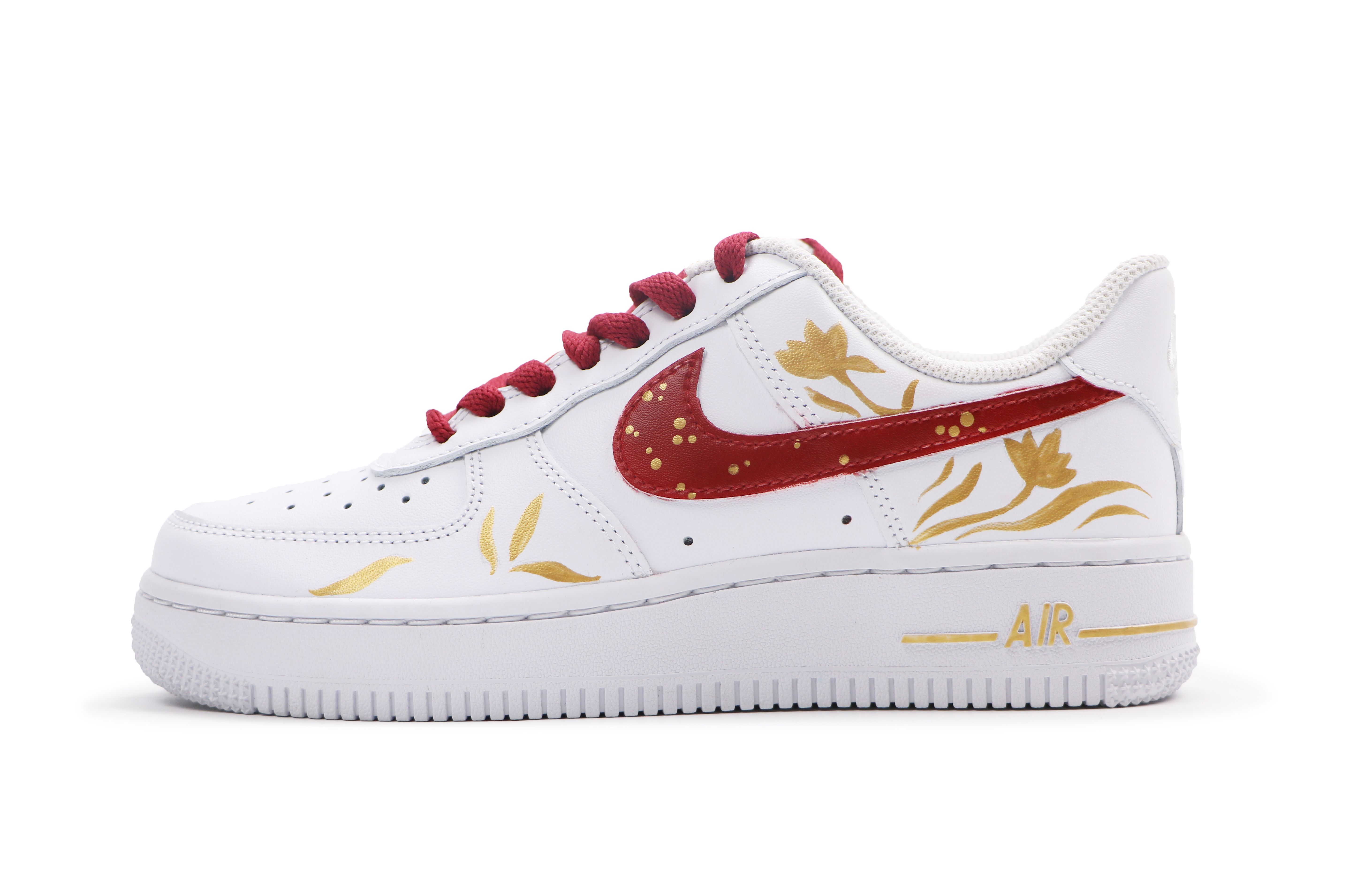 

Кроссовки Nike Air Force 1 Skateboarding Shoes Men Low-top Red/Gold, золотой/красный