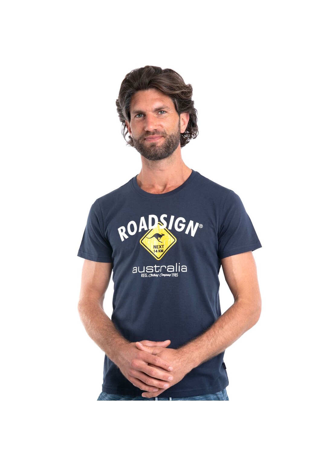 

Мужская футболка Diamond с логотипом и круглым вырезом, 100% хлопок ROADSIGN australia, темно-синий