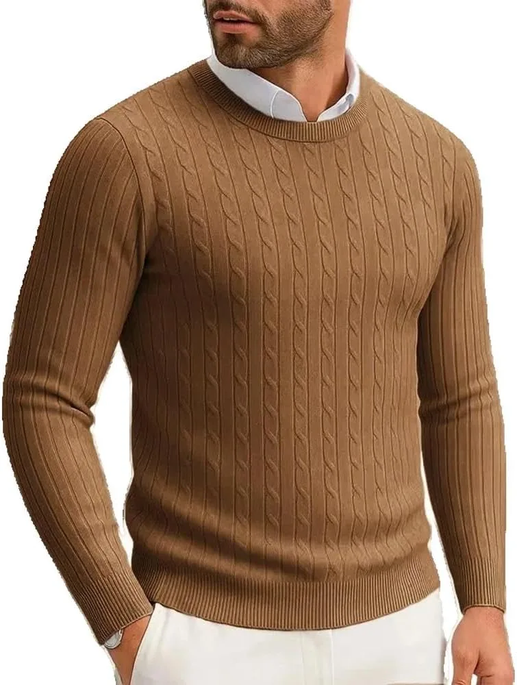 

Мужской свитер с длинными рукавами и узором "коса" Xingfenly