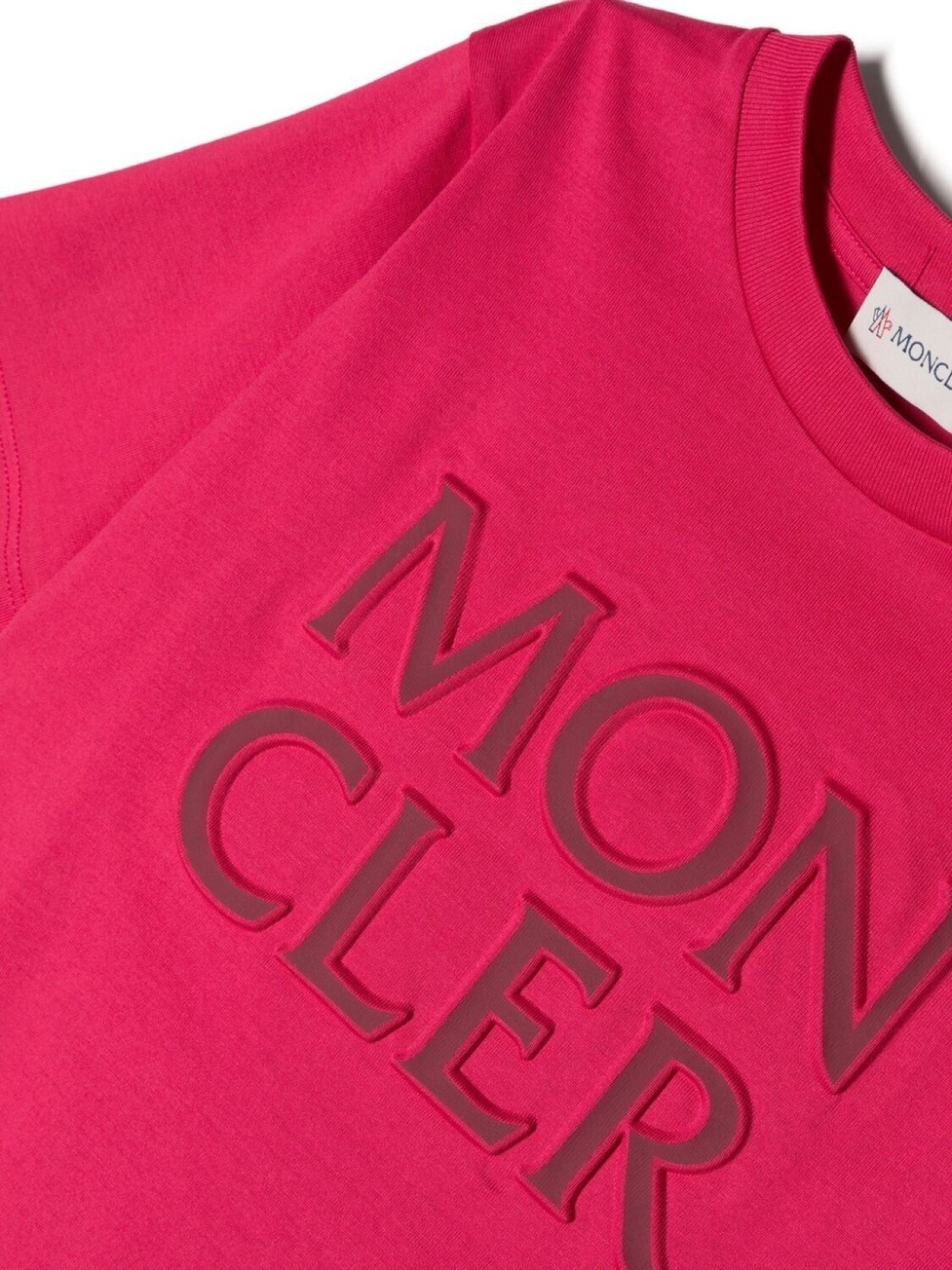 Moncler Enfant футболка с вышитым логотипом, розовый — фото 3