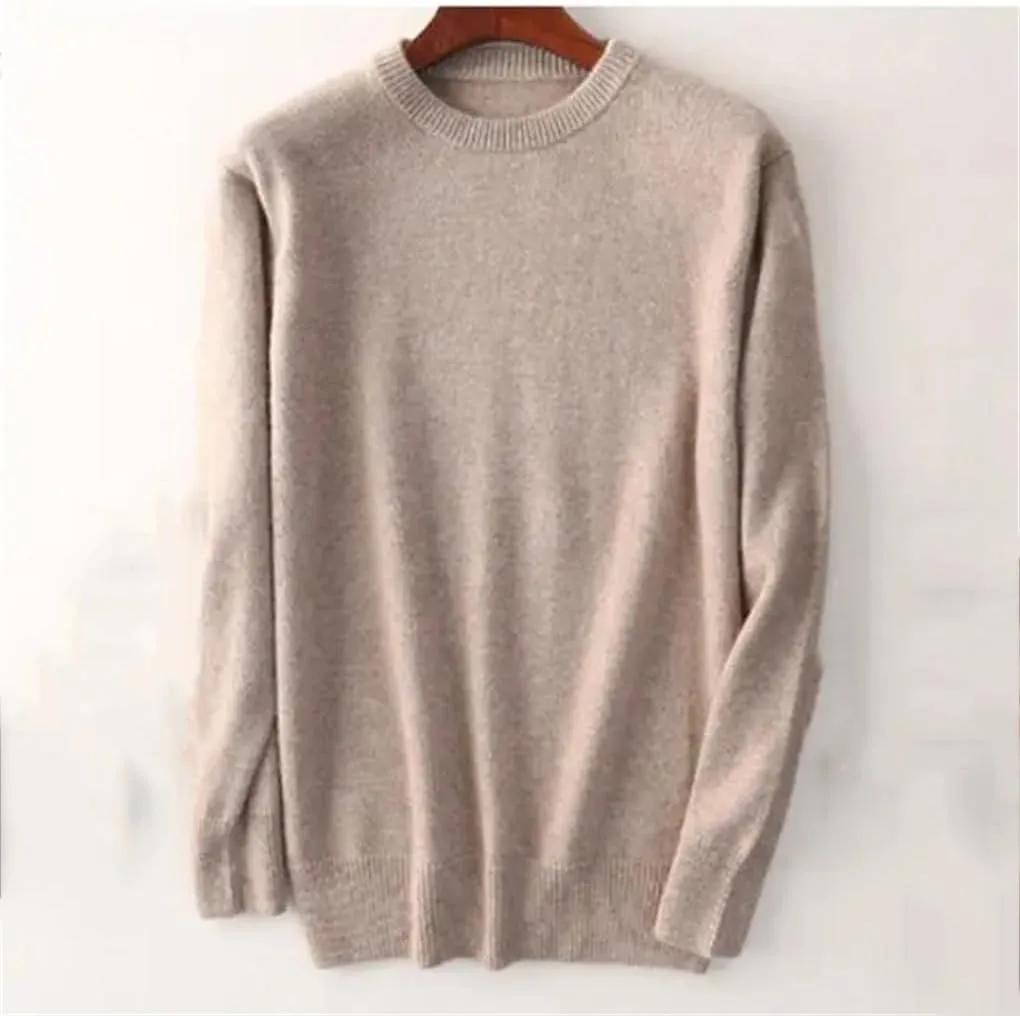 Мужской свитер из смеси кашемира и хлопка, мягкий, о-шейк, slim fit — фото 2