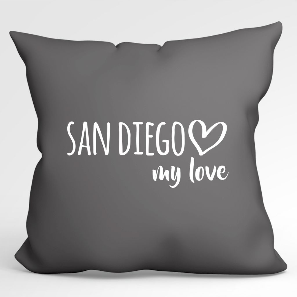 

Huuraa Pillow San Diego my love декоративная подушка с наполнителем 40x40см размер Steel Grey для всех поклонников Сан-Диего США идея подарка для друзей и семьи Hellweg Druckerei