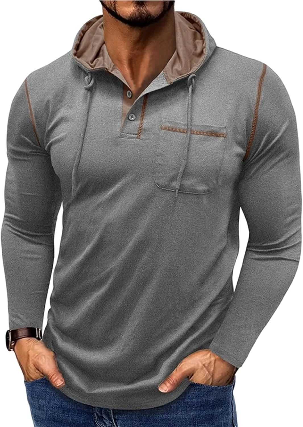 

Мужской худи Casual с длинными рукавами, легкий и эластичный