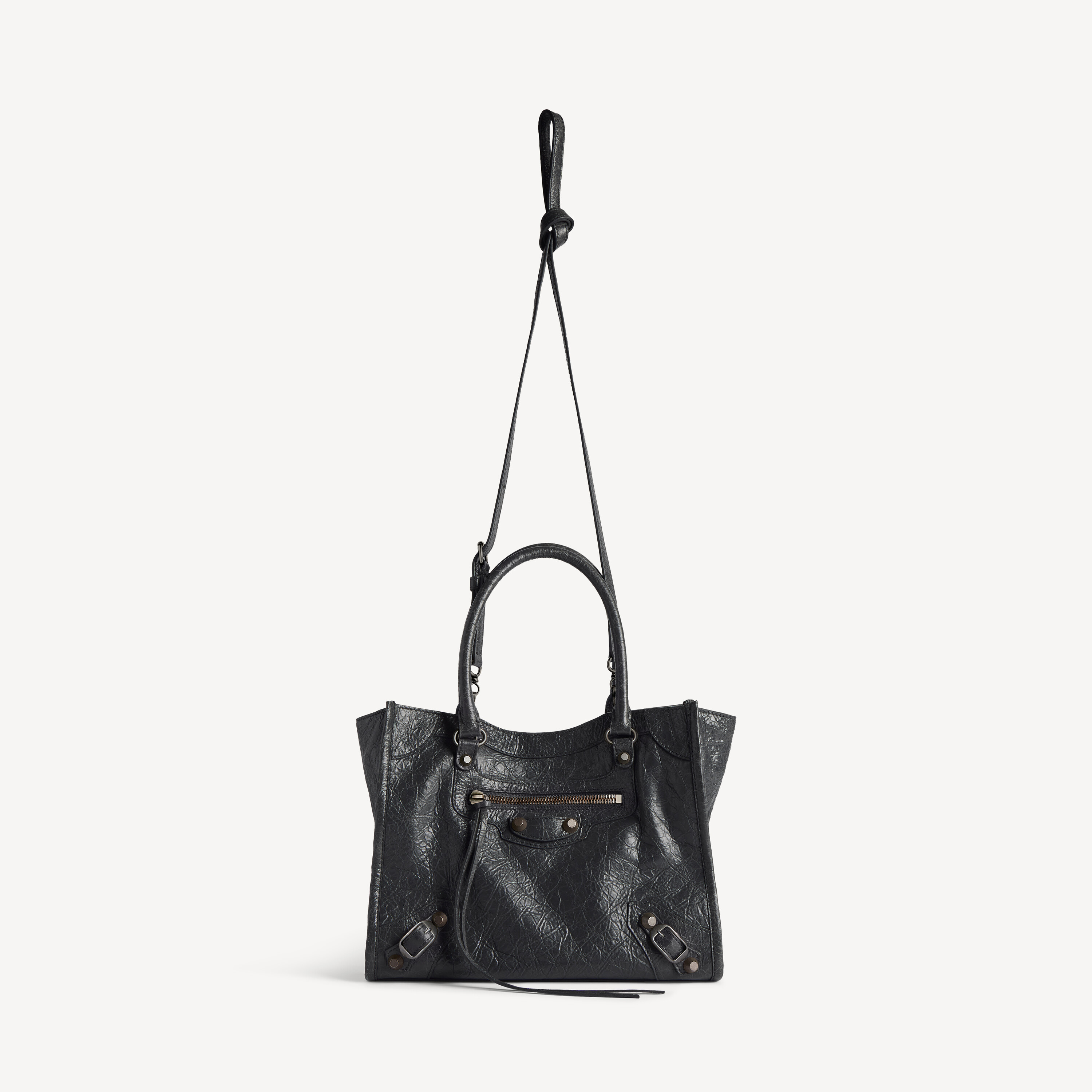 BALENCIAGA Женская мини-сумка-тоут Le City в черном цвете — фото 4
