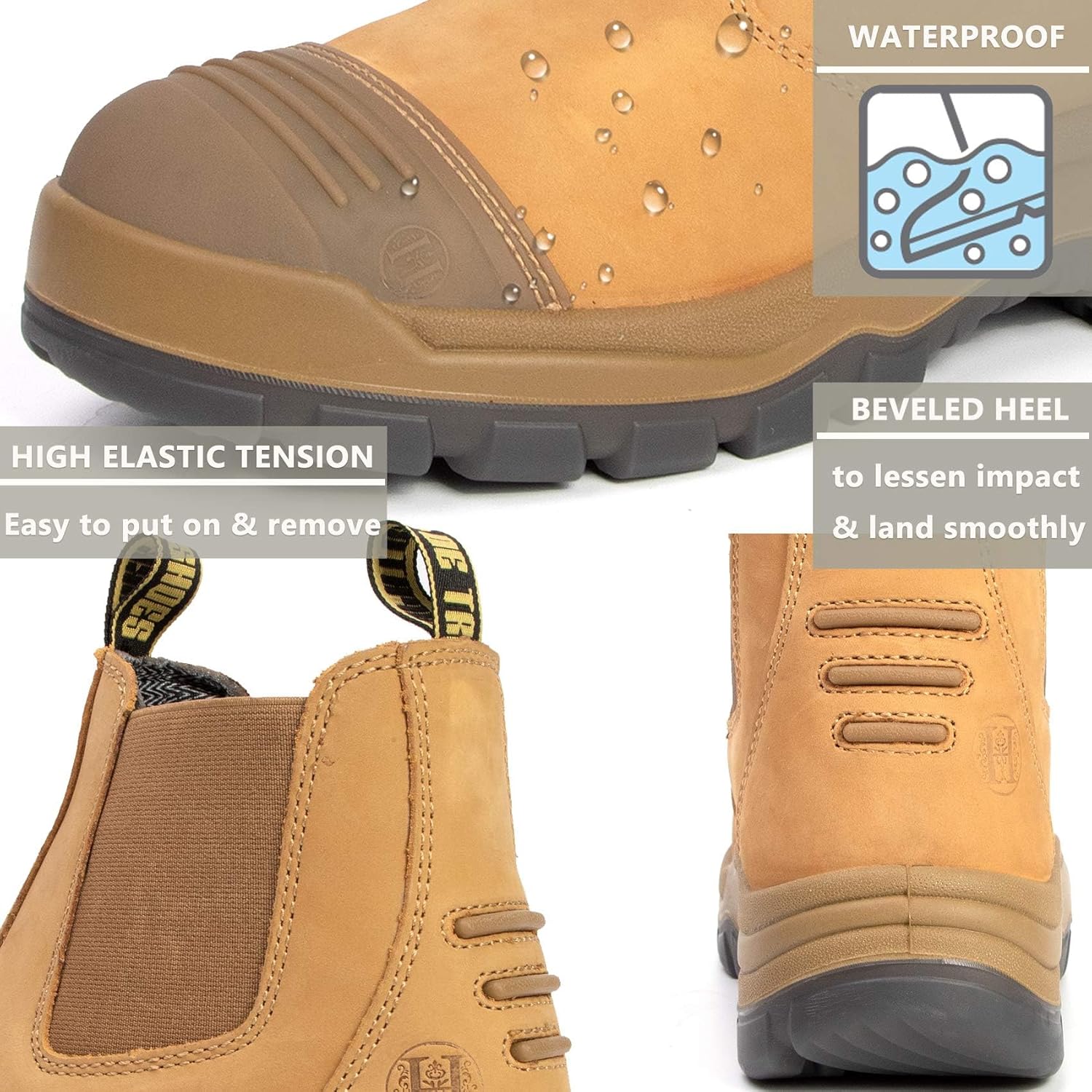 Мужские ботинки CONRAD Chelsea Slip-On - мягкий носок, композитный носок, водонепроницаемые, противоскользящие, защитная обувь, 802-tan-soft Toe — фото 4