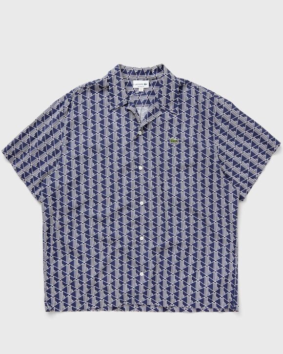 

Рубашка Lacoste Short Sleeved Monogram Print Shirt, цвет methylene/flour