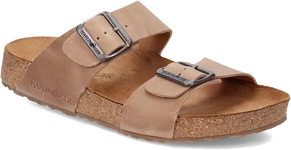 HAFLINGER Andrea Elegant кожаные сандалии с резиновой подошвой и корковой латексной стелькой Unisex, Taupe — фото 4