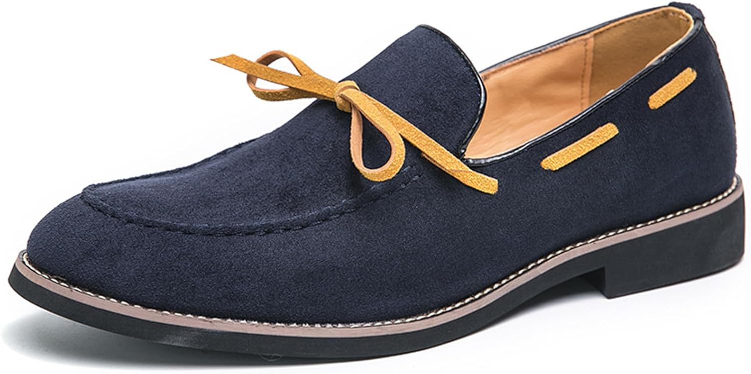 

Мужские замшевые туфли-лоферы с низким квадратным каблуком, классические удобные с кисточками, на мягкой подошве, слипоны для повседневной носки, вождения, работы и вечеринок Wyuetra, синий
