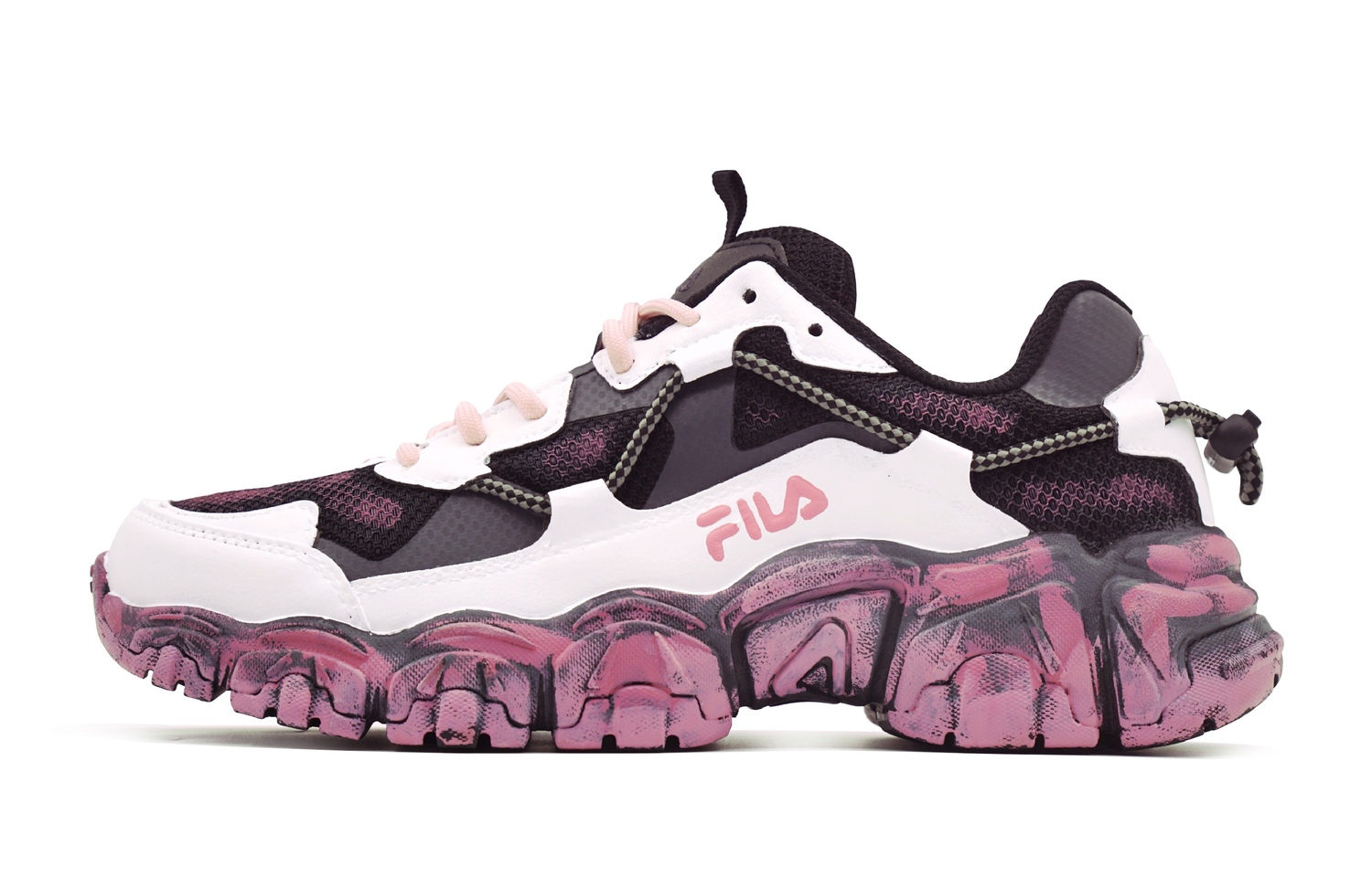 

Жидко-розовые веселые молочно-белые устойчивые к истиранию дышащие низкие повседневные кроссовки Unisex белый розовый FILA, черный