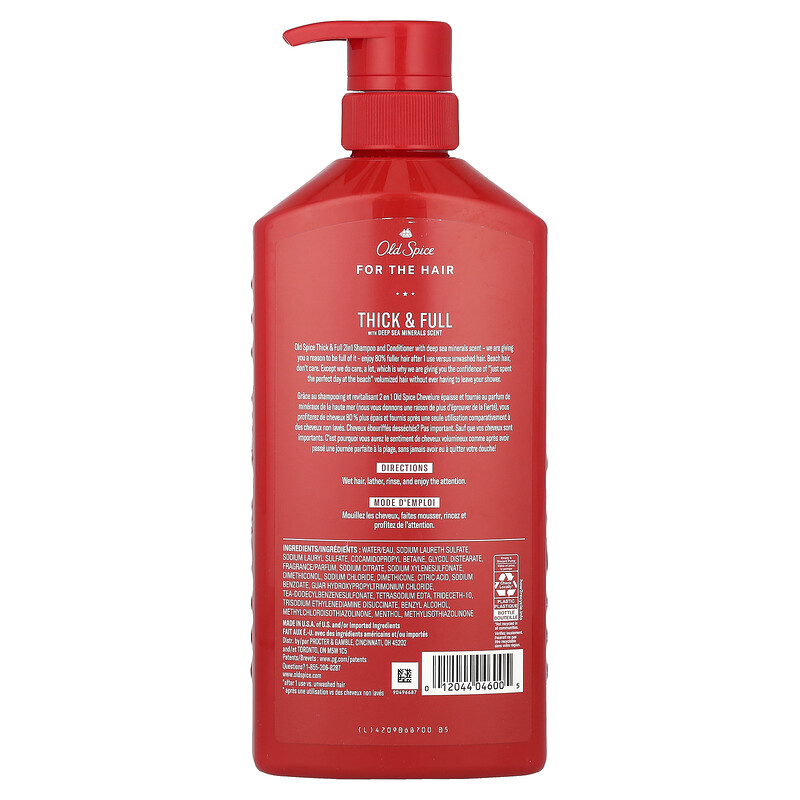 Old Spice, Шампунь и кондиционер 2 в 1, густой и насыщенный, с глубоководными минералами, 650 мл (21,9 жидк. Унции) — фото 2