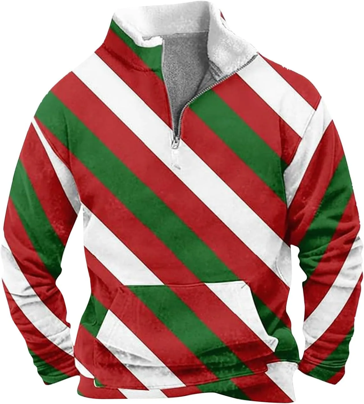 

Мужской рождественский флисовый свитер 1/4 Zip с длинным рукавом и 3D принтом