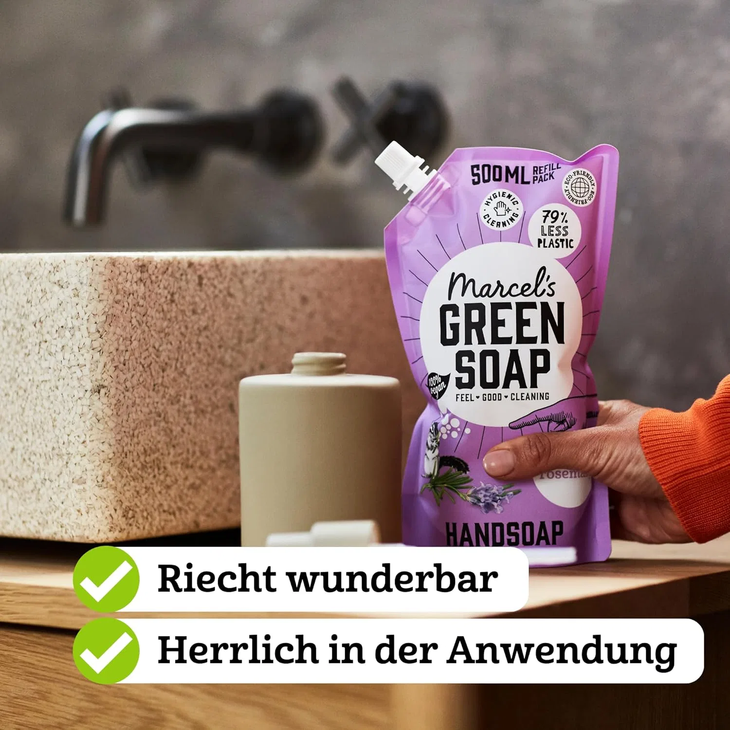 Набор из 6 сменных блоков жидкого мыла для рук Marcel's Green Soap Лаванда и Розмарин 500 мл Marcel'S Green Soap — фото 3