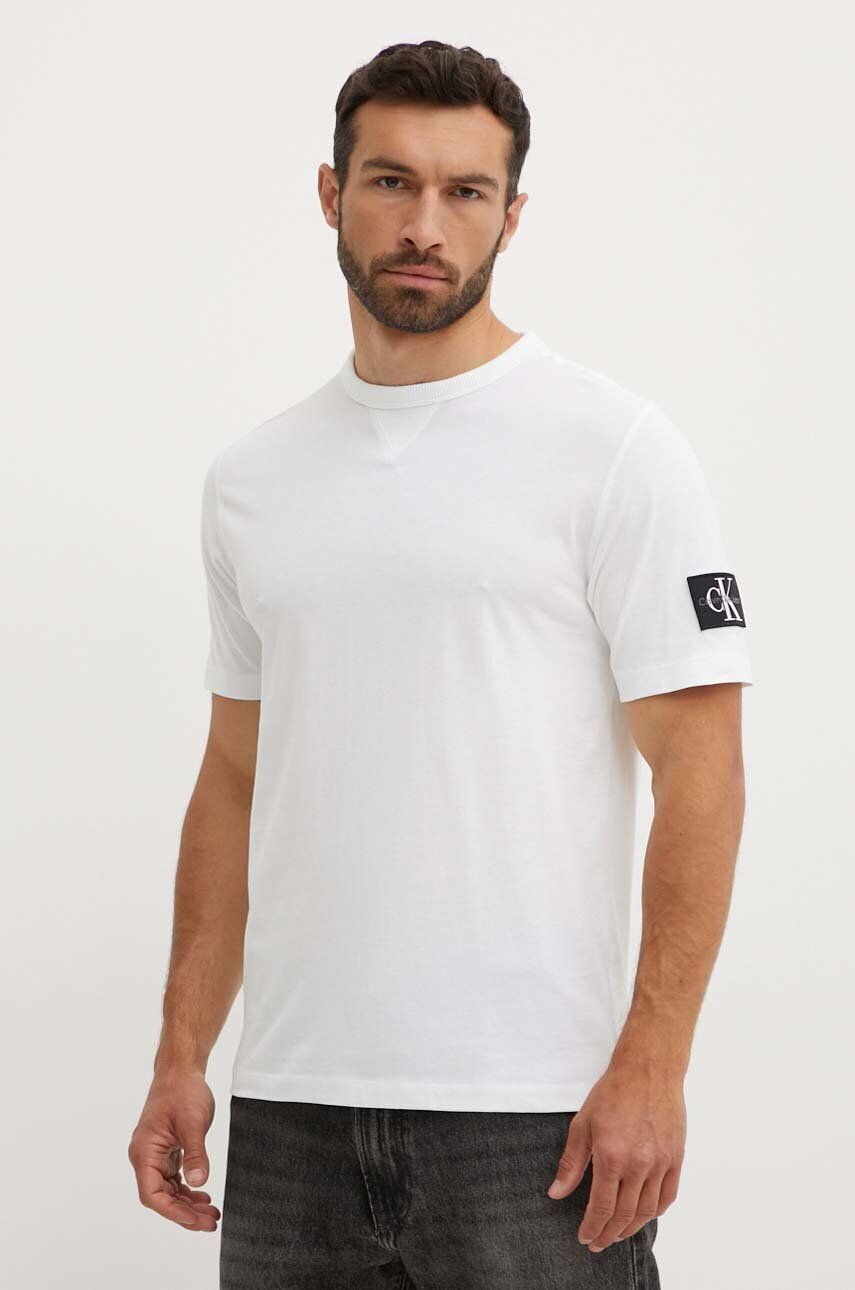 

Хлопковая футболка Calvin Klein Jeans, бежевый