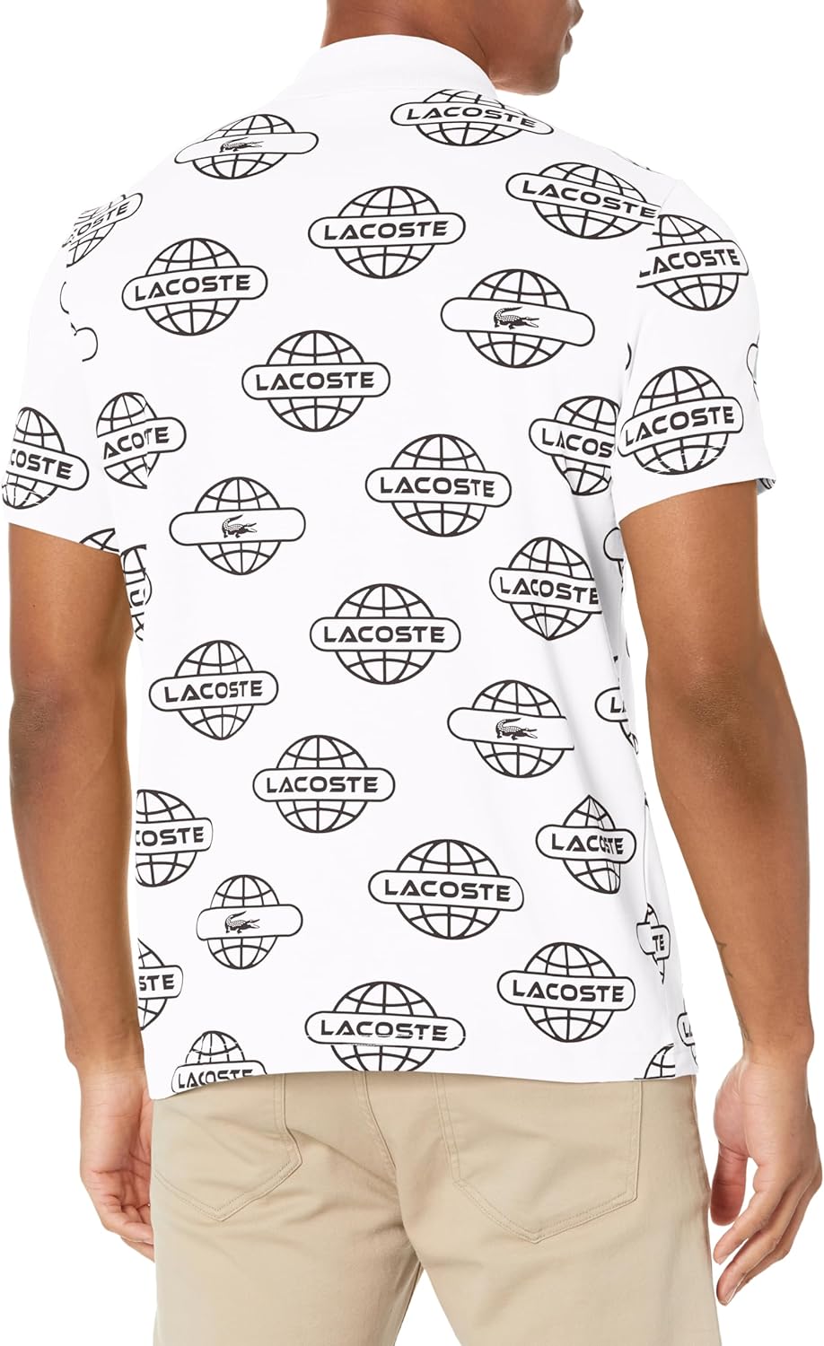 Lacoste мужская сезонная короткая рукавка Regular Fit All Over Print поло, White/Black — фото 2