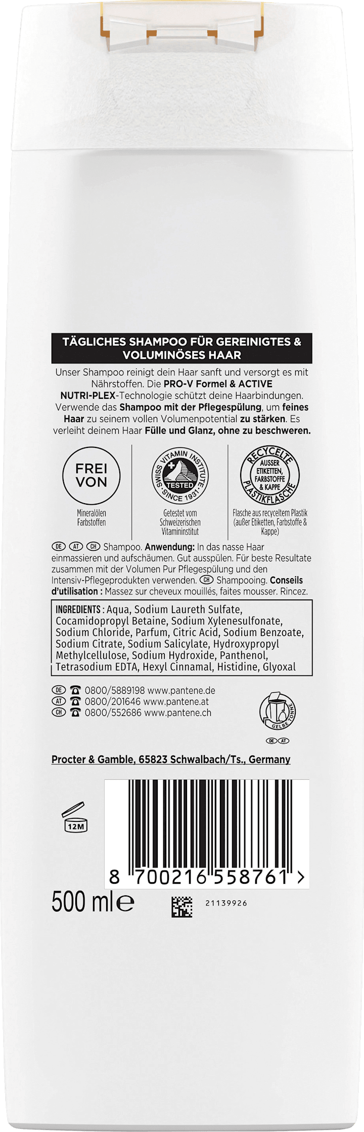 

Шампунь PANTENE PRO-V Shampoo Volumen Pur XXL, 500 ml