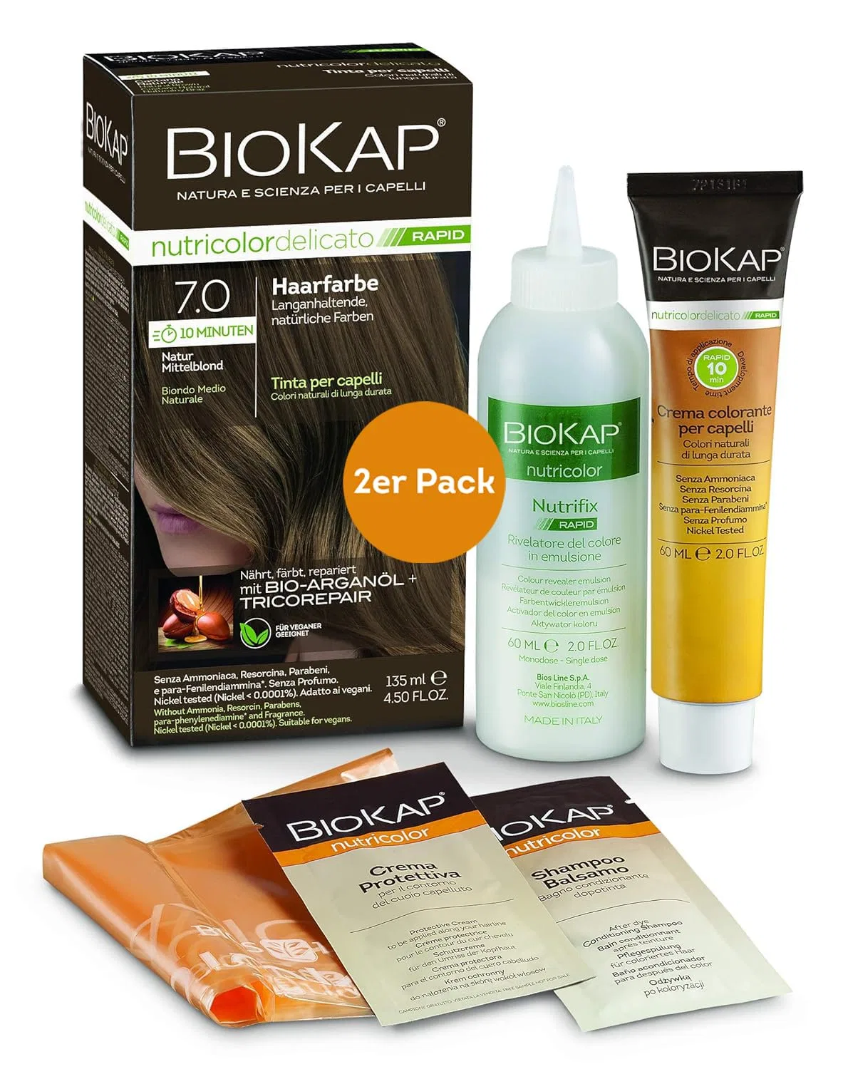 Стойкая краска для волос «Rapid Permanent 7.0» от BIOKAP Biokap — фото 2