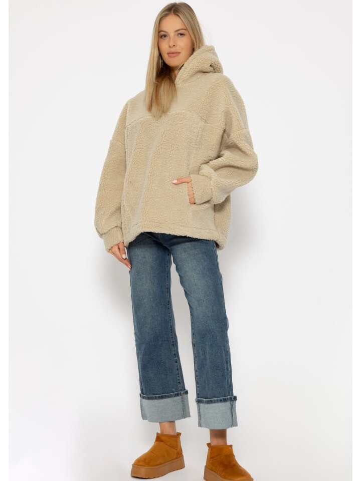 

Пуловер SASSYCLASSY Oversize Teddy Pullover mit Kapuze, цвет Hellbeige