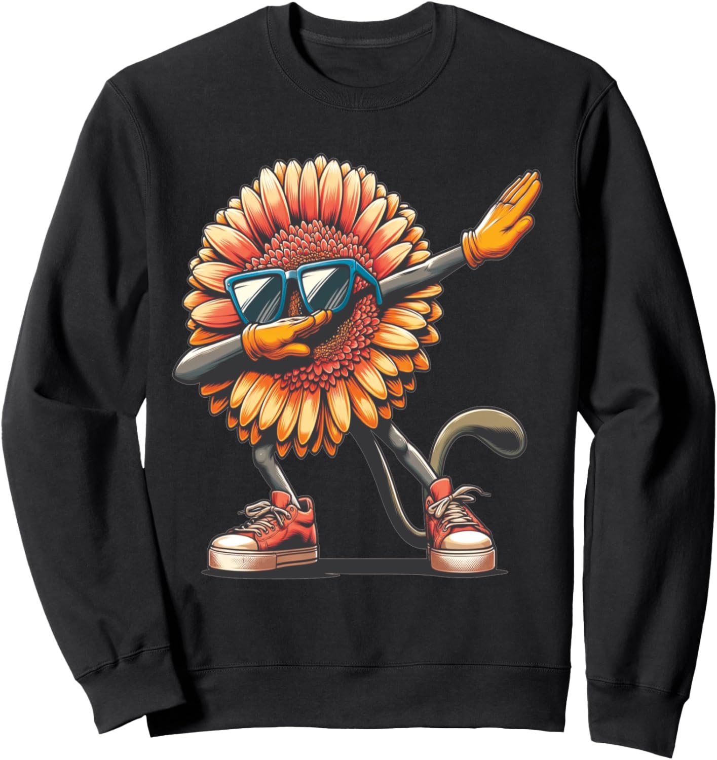 

Толстовка с изображением танцующей герберы и цветка герберы Dustwear Design - Dab And Dab, черный