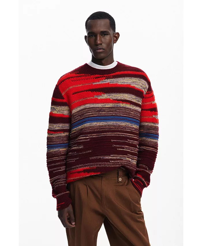 

Мужской плотный полосатый свитер Desigual, красный