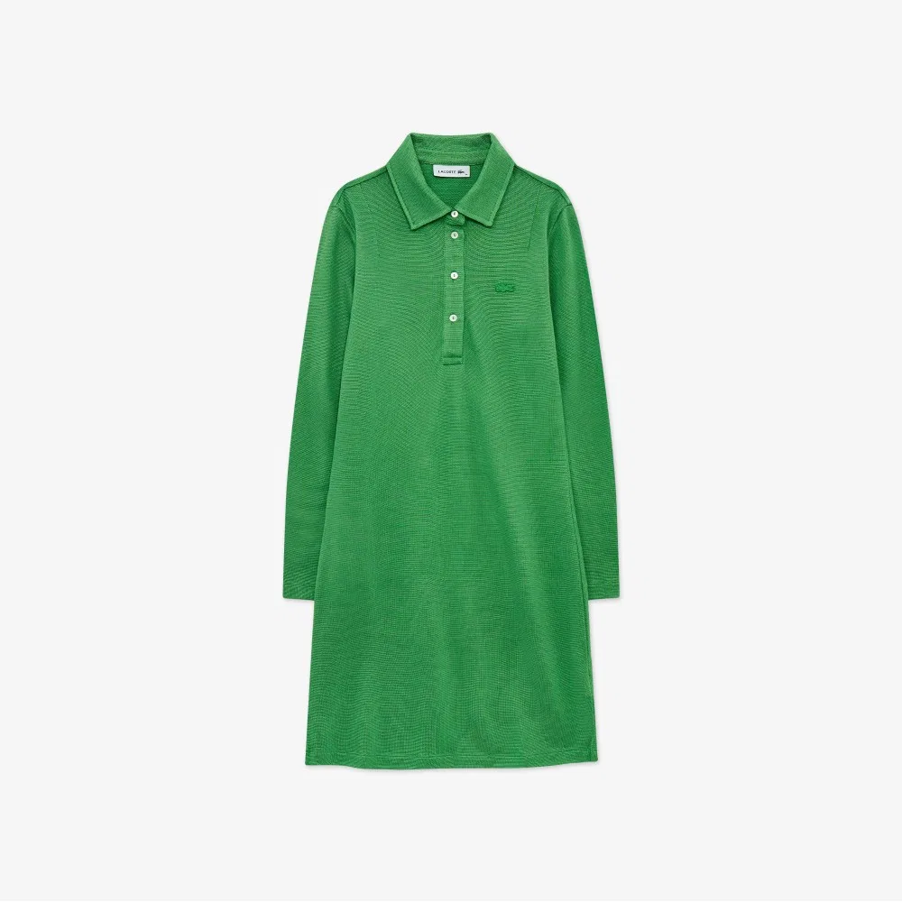Платье Lacoste Блестящее поло с длинными рукавами, Весенний зеленый