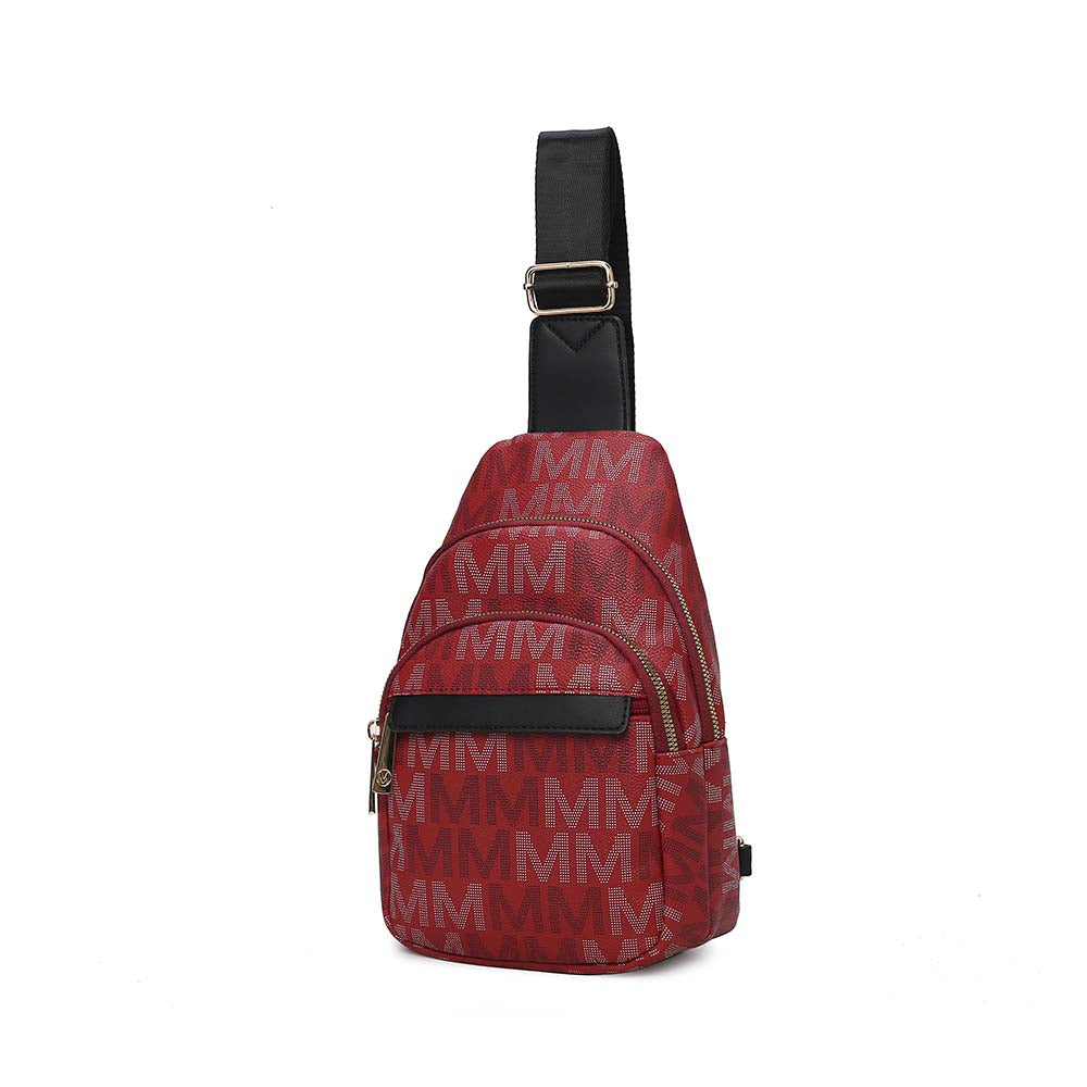 

Женская сумка-слинг Helaena M из веганской кожи с принтом логотипа от Mia K MKF Collection By Mia K., цвет burgundy