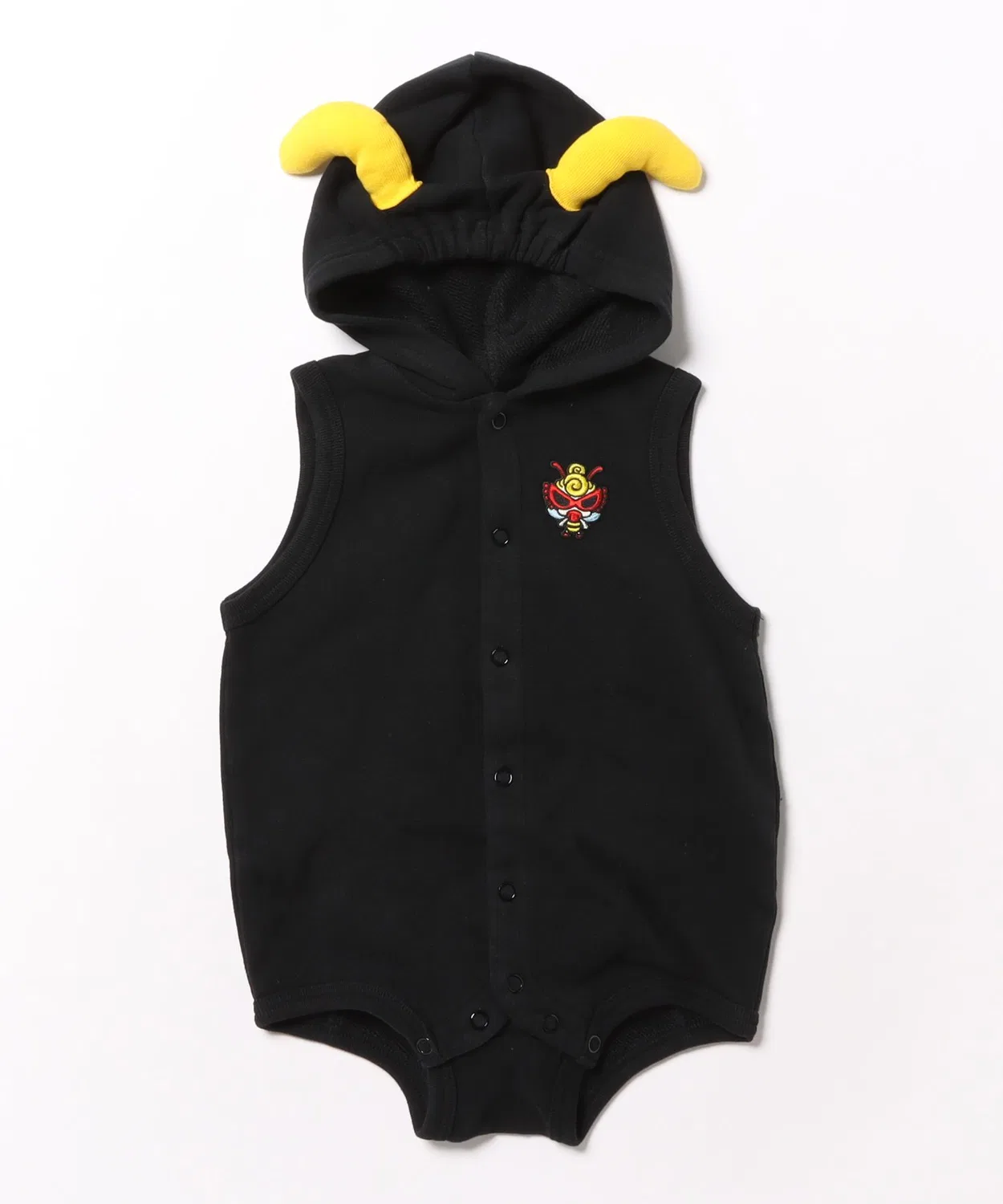 Ромпер LITTLE BEE из футера с рожками и хвостиком, черный