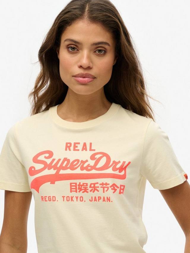 Винтажная футболка с неоновым логотипом Superdry, Urban Cream — фото 4