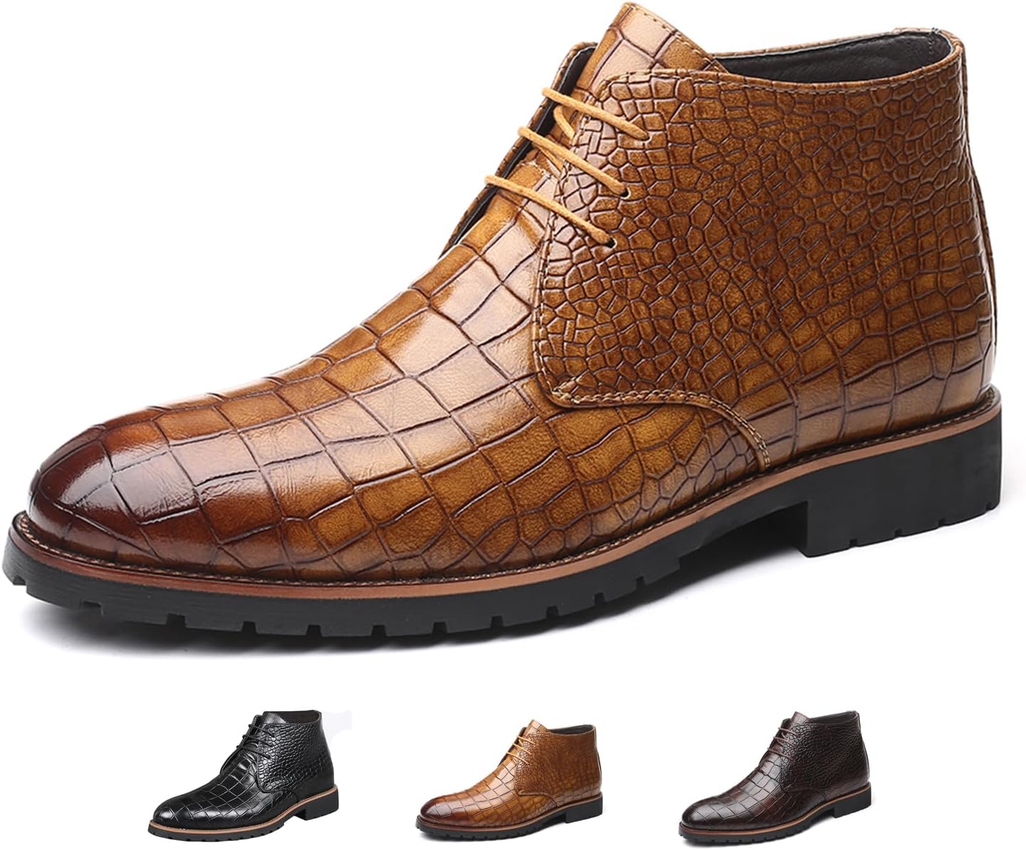 

Мужские кожаные высокие ботинки Чукка с принтом, модный британский стиль, заостренный носок, шнуровка, ботинки Челси, деловые повседневные дерби, оксфорды до щиколотки Glbdu, желтый