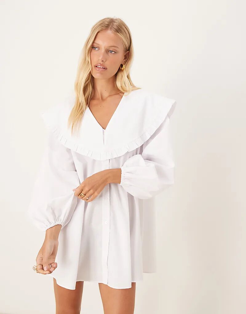 

Платье-рубашка мини ASOS DESIGN с большим воротником белого цвета